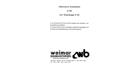 Ersatzteilliste R700 - Ergänzung zur Ersatzteilliste M700 für den Raupenbagger R700